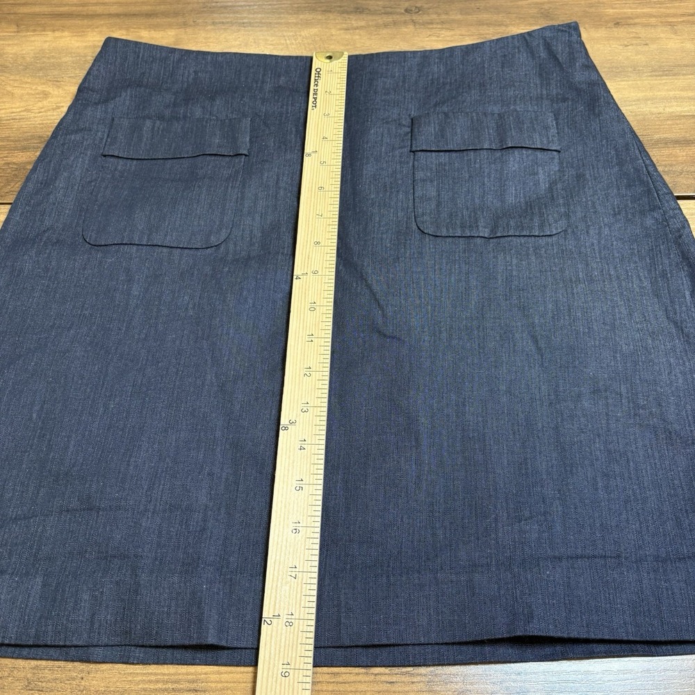 LOFT Womens 10 Blue Pencil Skirt Career Office Aesthetic Cotton Spandex Pockets - Picture 8 of 11